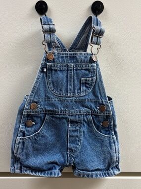 VTG Kids Blue Denim Short Overalls Size 24 months Garanimals